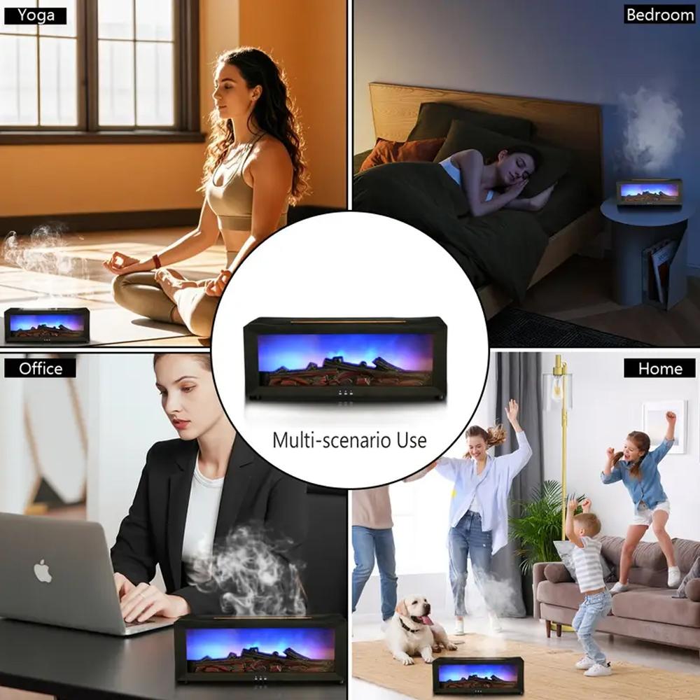 7-Color Fireplace Diffuser 300ml Essential Oil Humidifier with Timer Remote for Home Office