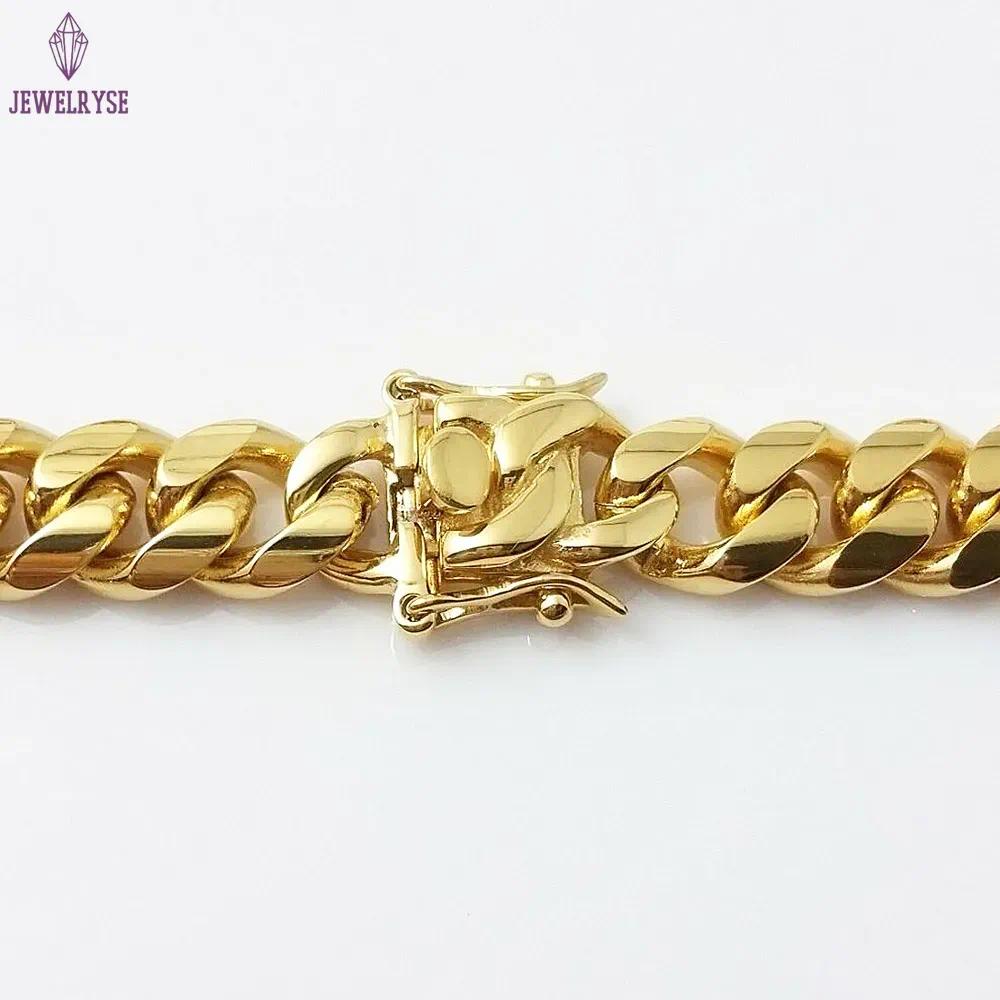 18K Gold Miami Cuban Link Chain Necklace Men Hip Hop Stainless Steel Jewelry Necklaces