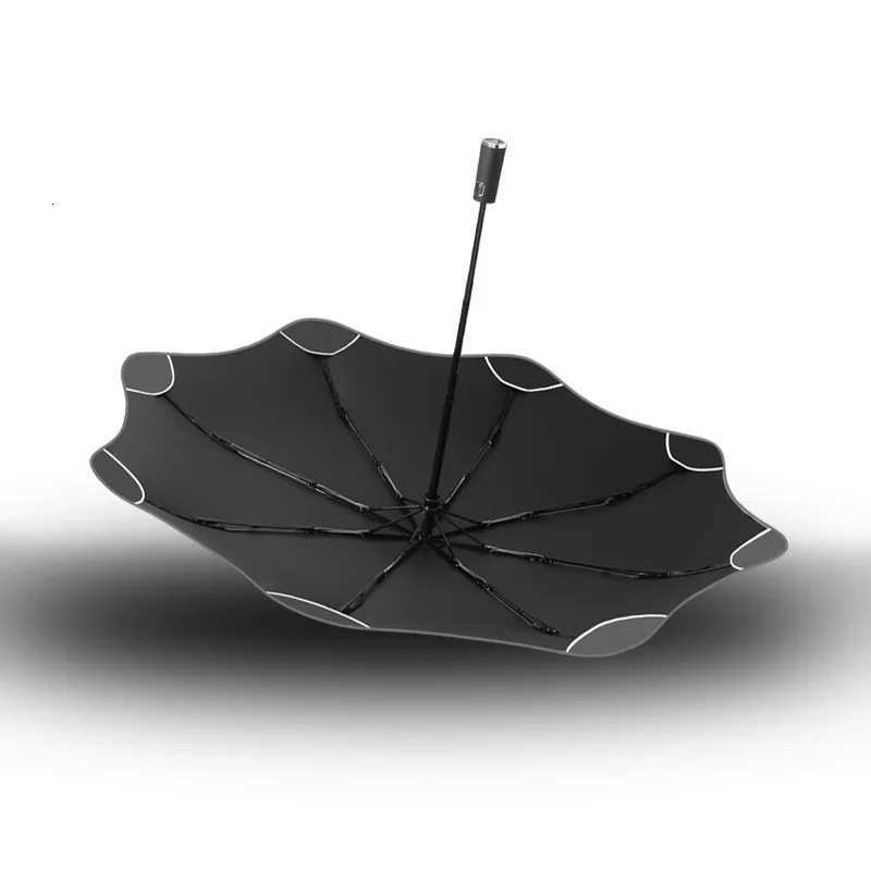 Automatic Folding Sun Umbrella Fashion White Black Business Man Woman Rainproof Strong Windproof Anti UV Parasol Portable GiftM251122