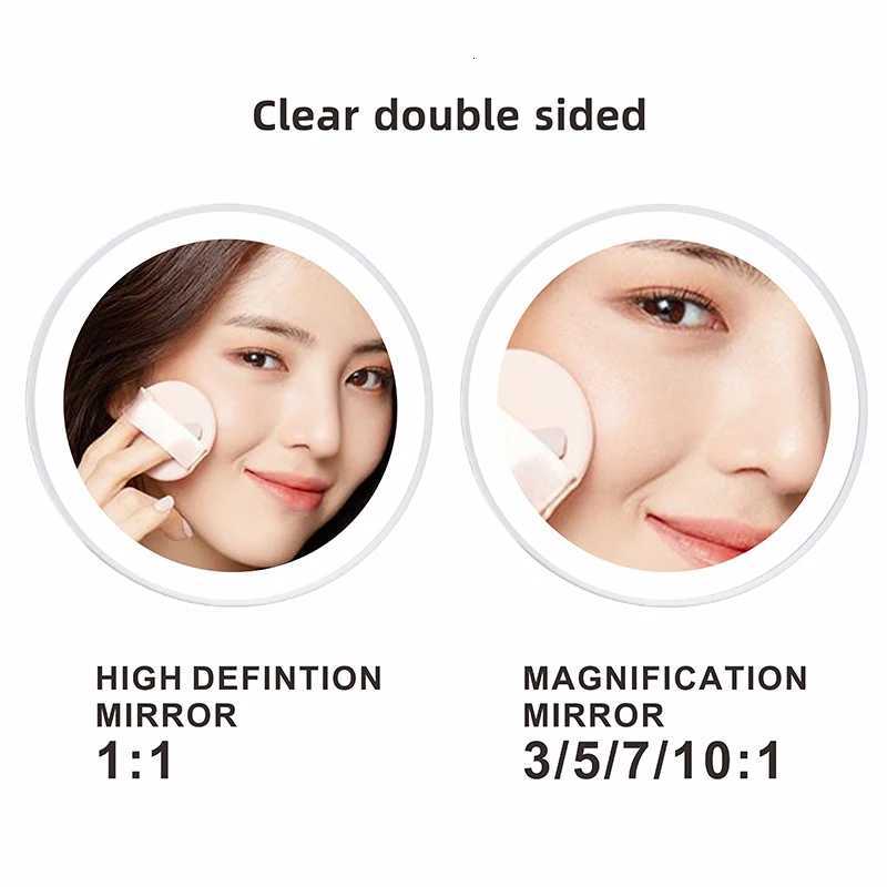 8 inch Makeup Mirror Chrome 3x/5x/7x/10x Magnifying Double Side USB Charging Bathroom 3 color light Smart Cosmetic Mirrors M251122