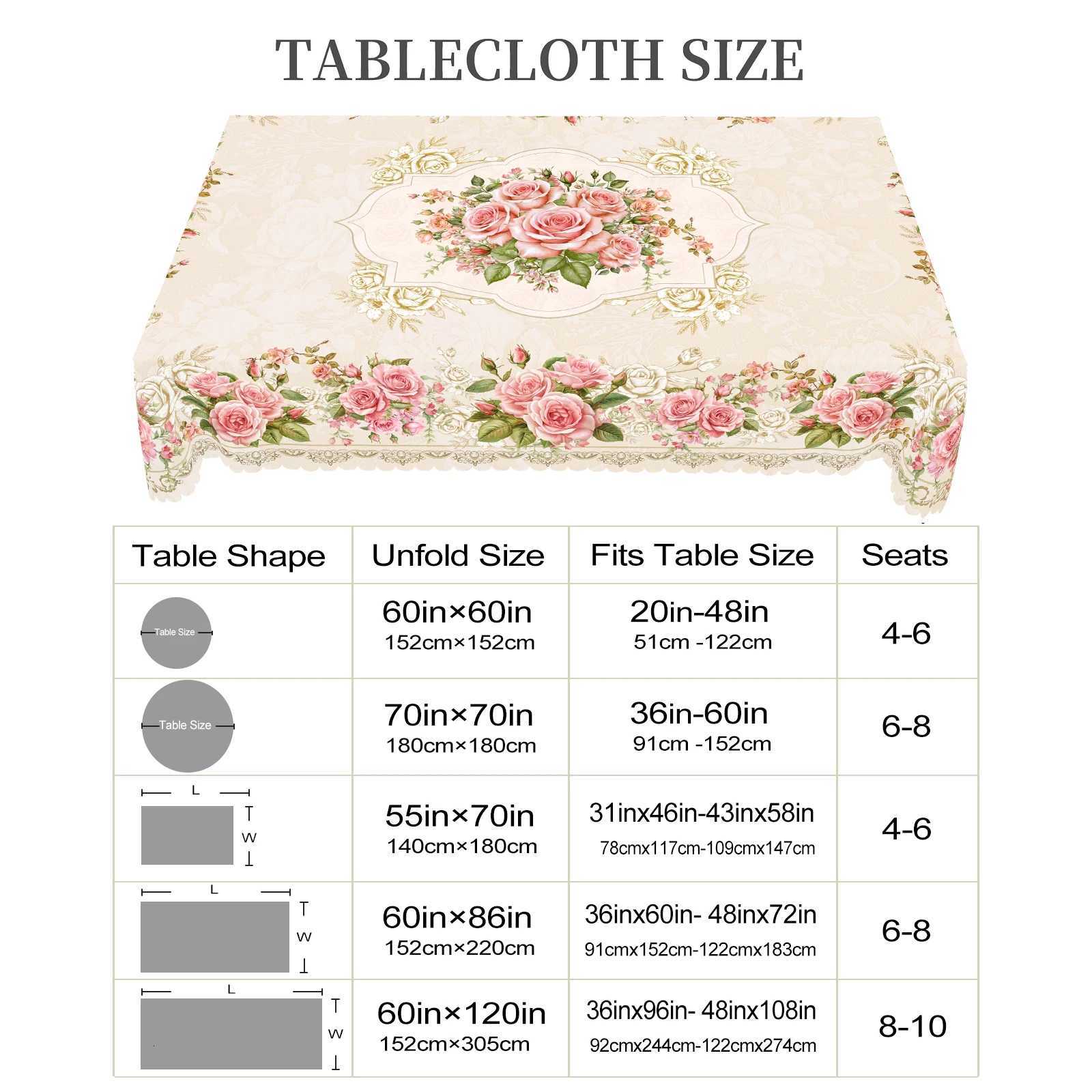 1 Piece of Floral Round Tablecloth 5 Sizes Available ThreeDimensionalP aintingS tyleF loralP atternP rintedT ableclothE dgeE mbossingP rocessS pringG 