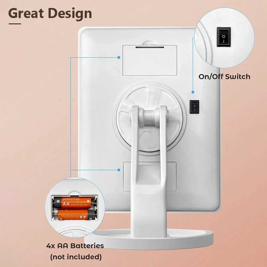 16 LED Light Vanity Mirror with Storage Base - 360 Rotating Touch-Sensitive Desktop Makeup Mirror Dimmable Lighting M251122