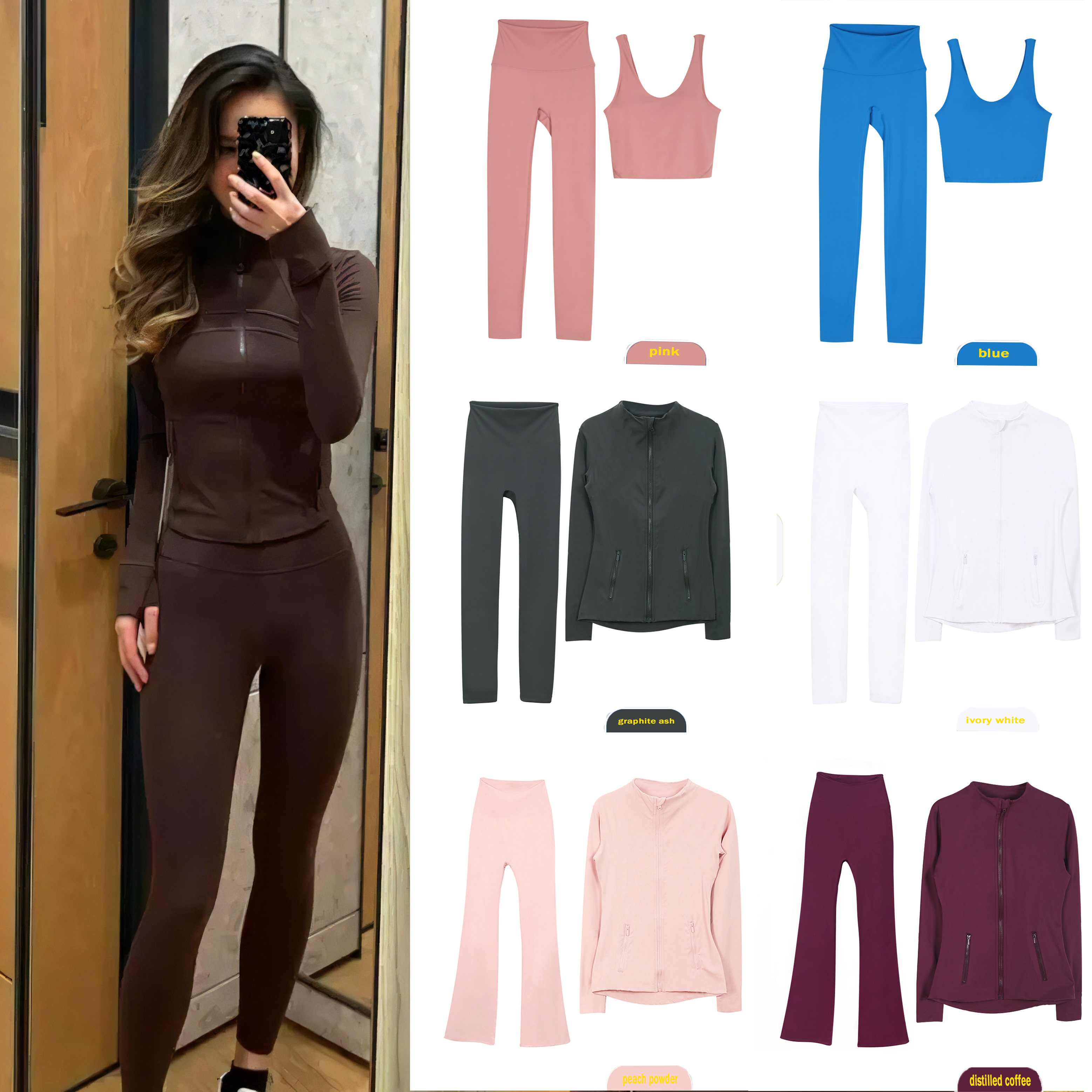 Workout set Women Yoga Sets jackets shorts leggings Push Fiess sets High Waist Sports Jackets Zip Up Coat Elastic Sportswear Outfits Pants Suits Track