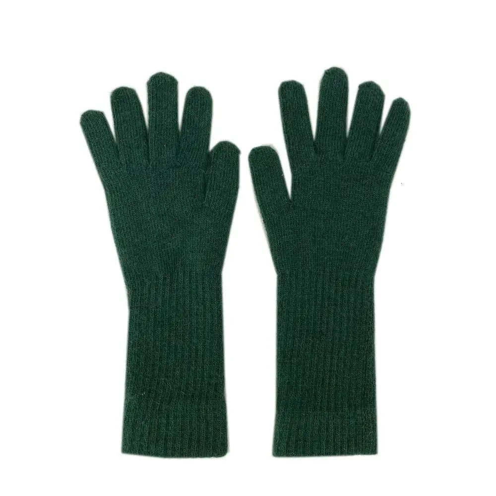 Striped Thermal Knitted Gloves Rabbit Fur Thickened Windproof Cold Resistant Split Finger Long 251114