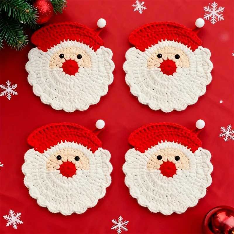 1PCS Christmas Hand-Woven Table Mat Thermal Insulation Anti-Scalding Placemat for Bowls Tea Cups Hot Pots C251122
