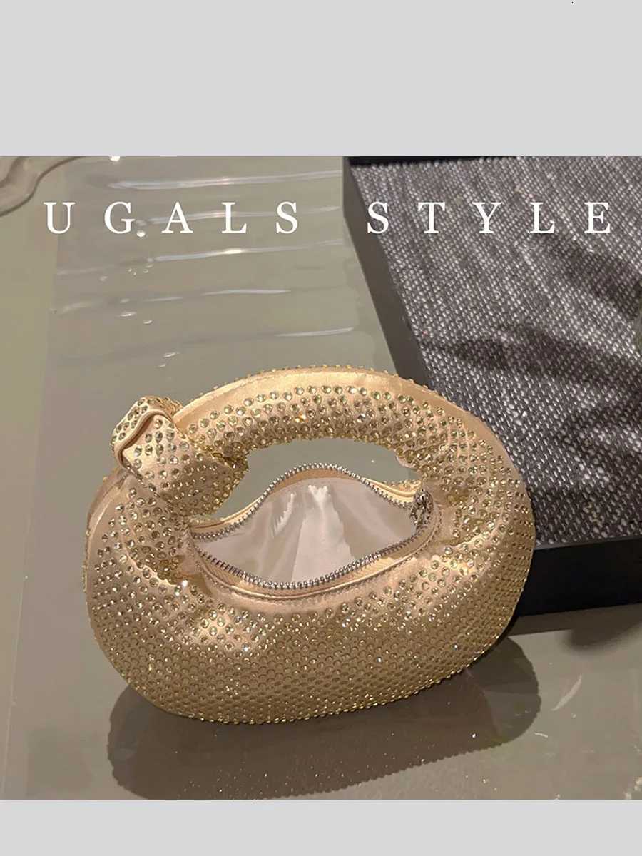Designer Ladies Clutch Rhinestone Evening Purse Knoted Sparkling Crystal Diamond Wedding Handbag Luxury Glitter Party Bag K251121