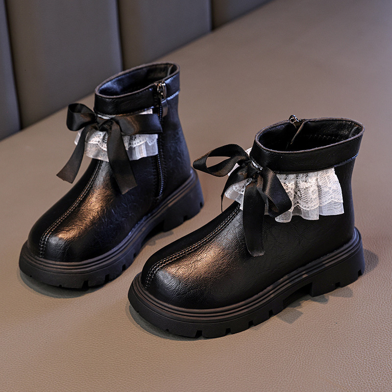 New designer shoes Girls Autumn Winter New British Style Little Girl Lace Edge Bow Martin Boots Fashionable Warm Versatile