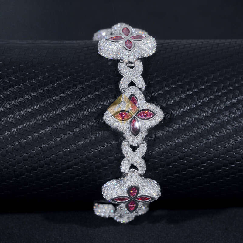 Fine Jewelry Flower New Fashion Clover Bracelets Sterling Sier Gold Plated Moissanite Cuban Chains