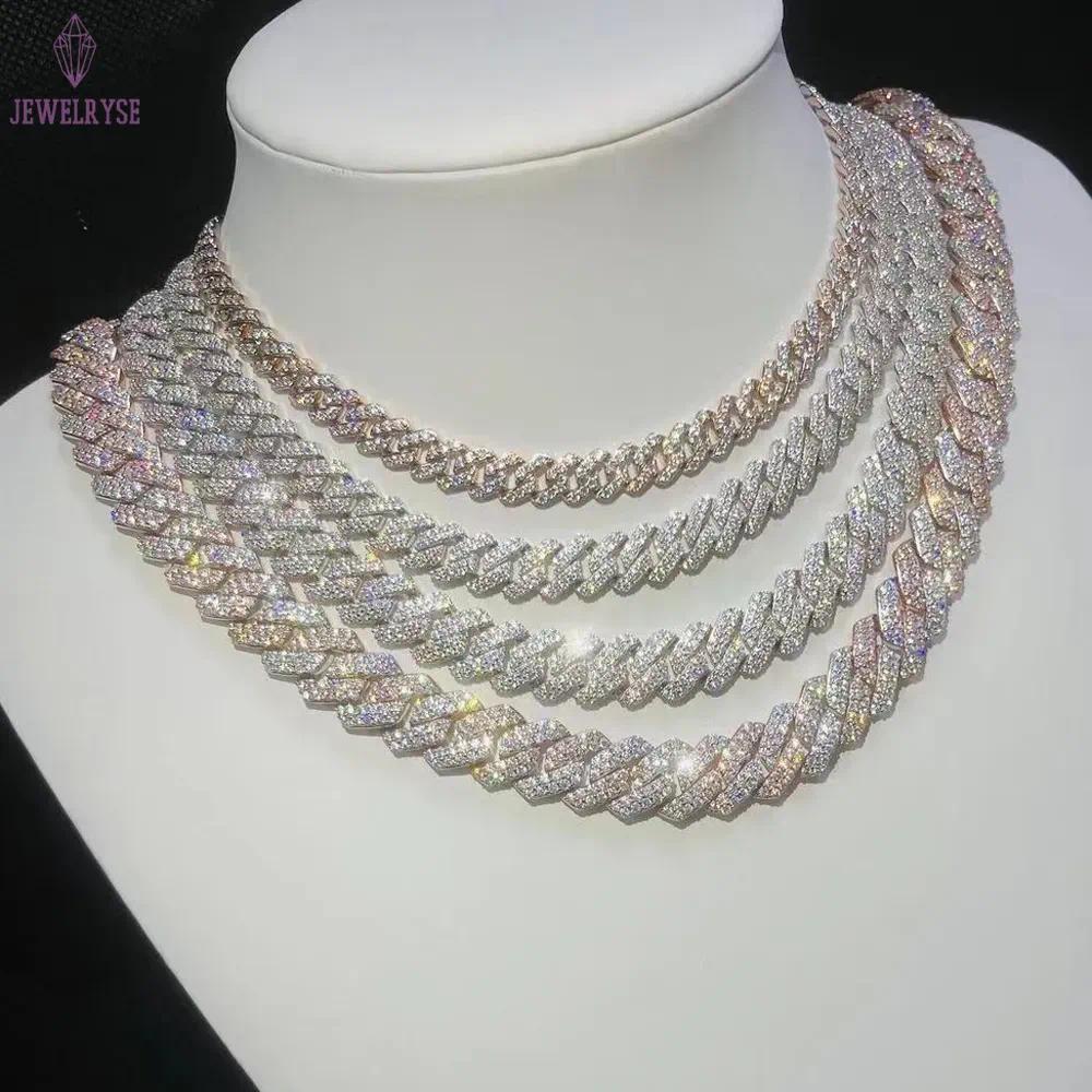 moissanite chain Cuban Link Chain Custom chain Pendant Necklaces Pass Diamond Test Vvs Moissanite Diamond Hip Hop Men Jewelry