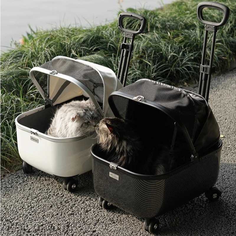 Stylish Pet Stroller for Dogs and Cats Large Capacity Cat Travel Carrier Telescopic Pull Rod Dog Trolley Spacious Pet Push CartM251122