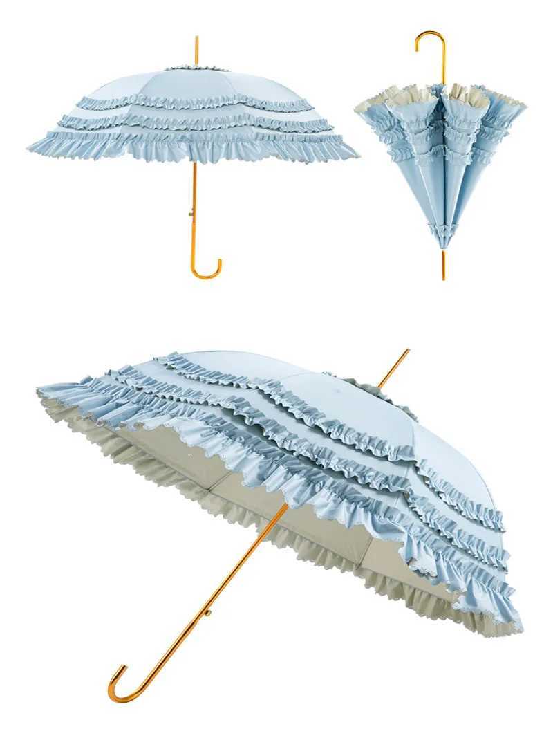 Creative Umbrella Vintage Lace Princess European Wedding Long Handle Red Umbrella Lolita Small Fresh Palace Style UmbrellaM251122