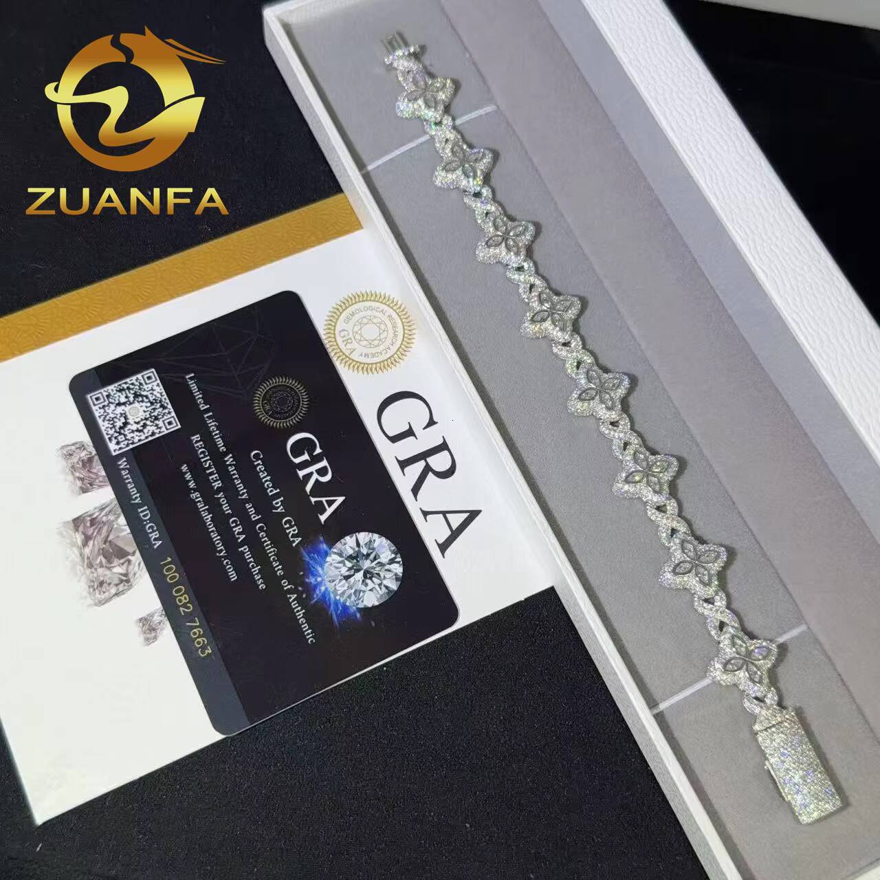 Moissanite Hip Hop Jewelry 15mm Flower Design Iced Out Moissanite Cuban Link Bracelet 925 Silver Moissanite Diamond Bracelet