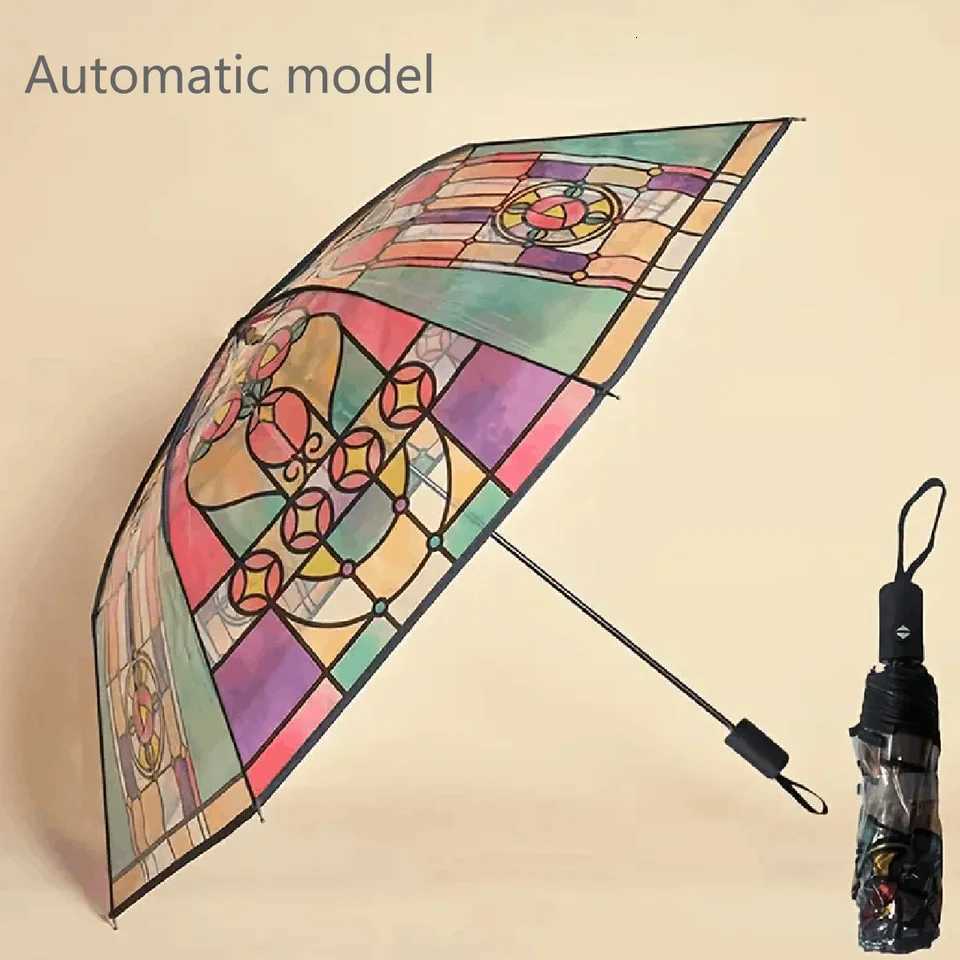 Romantic Poetry Manual Folding Umbrella Transparent Sunny UmbrellaM251122