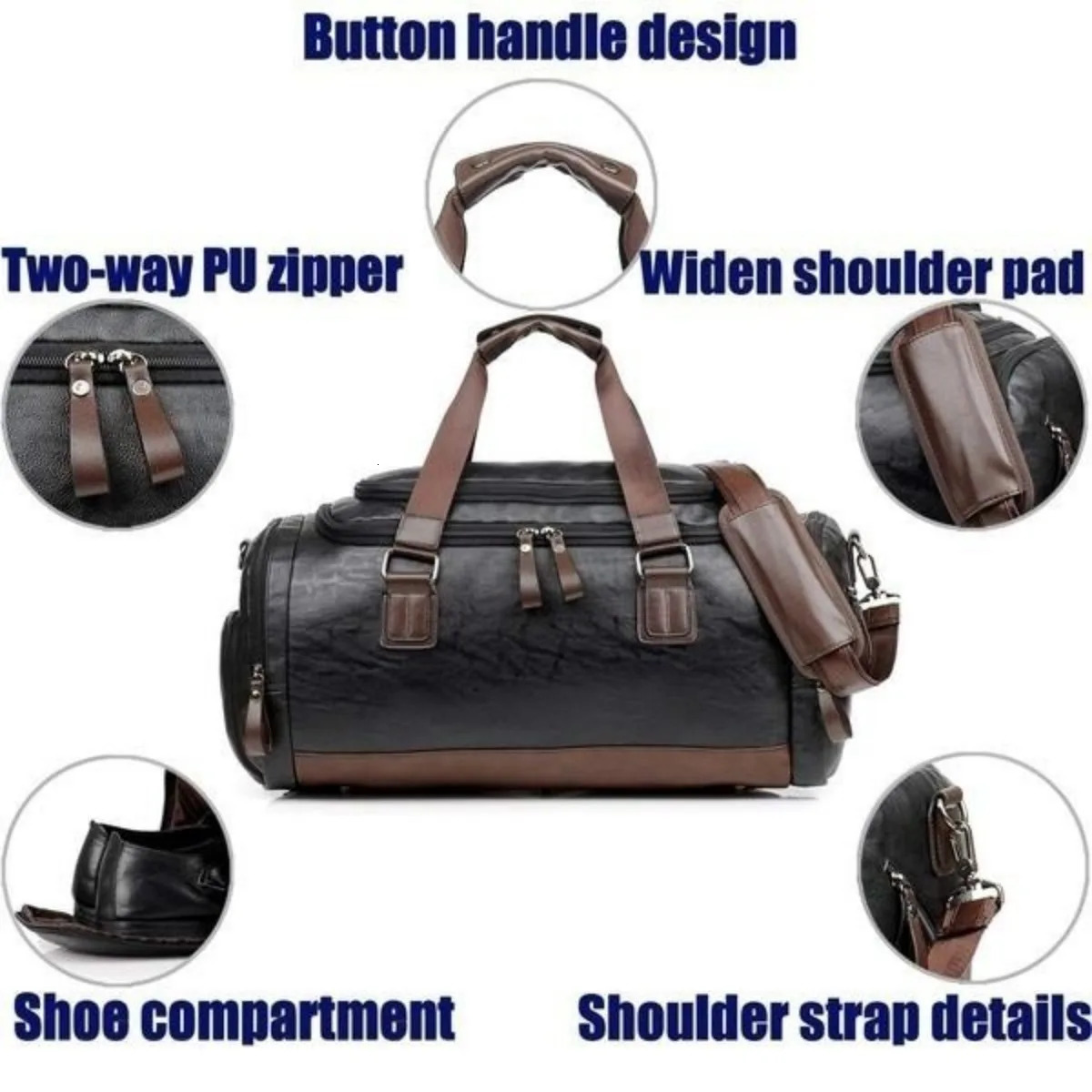 Men High Quality Travel Weekender Bags Gym Bag Leather Overnight Duffel Bag Sports Luggage Tote Duffle for Men 250417