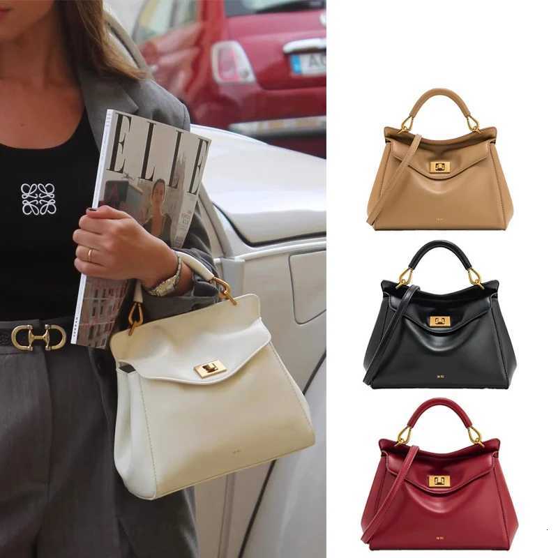 Cowhide ladies hand-held lock bag light luxury and versatile single-shoulder crossbody bag single-shoulder crossbody bag K251121