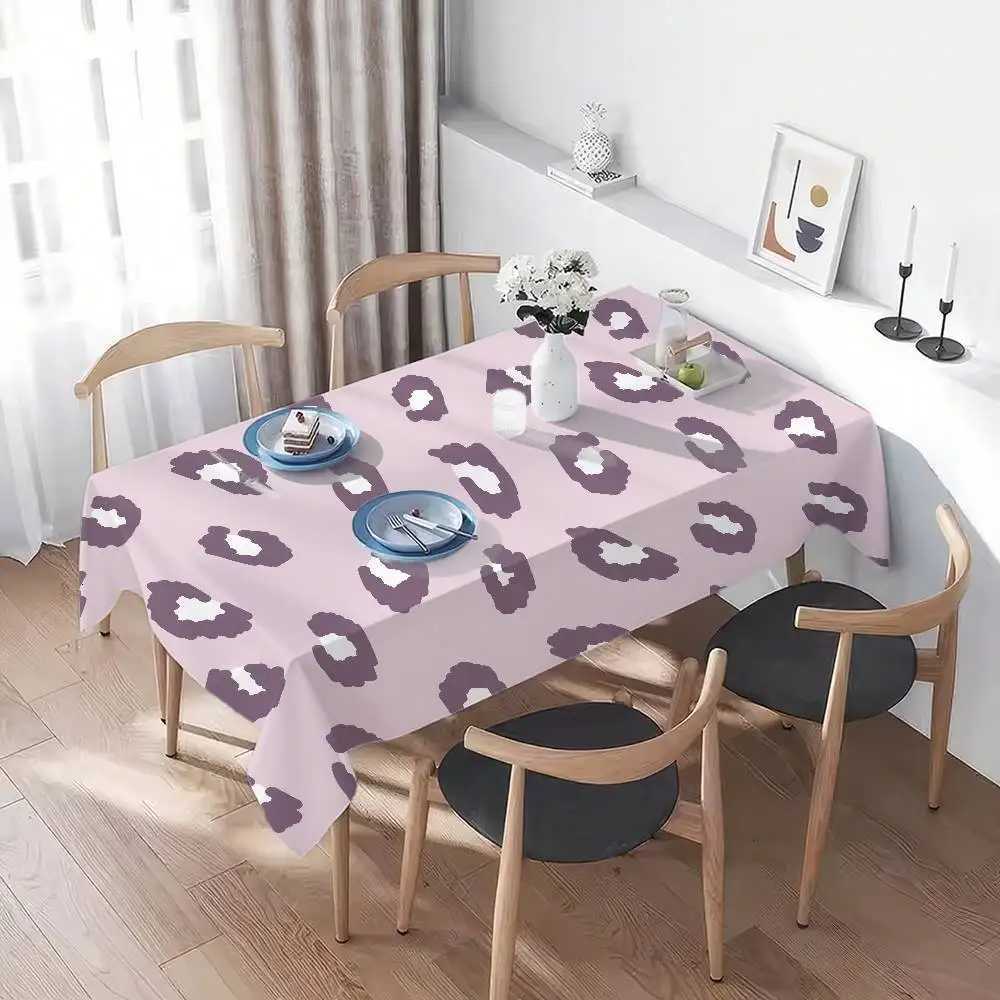 Animal Fur Leopard Print Home Tablecloth - Waterproof Anti-Stain Rectangular For Dining Decor Accessories C251122