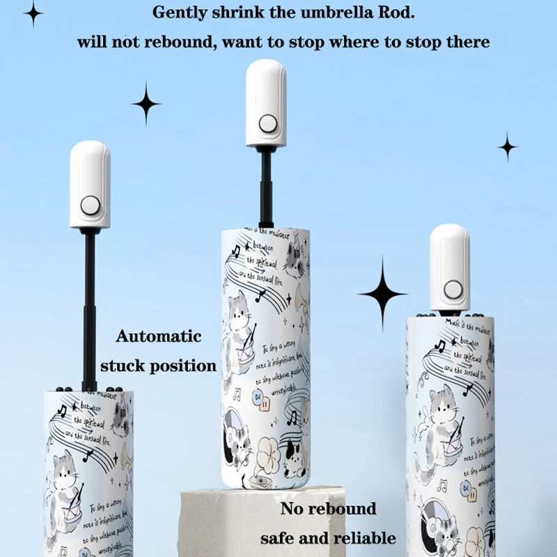 Umbrella Music Cat Fashion Automatic sun umbrellas Wind rain UV resistant Anti rebound portable folding rain umbrella ParasolM251122