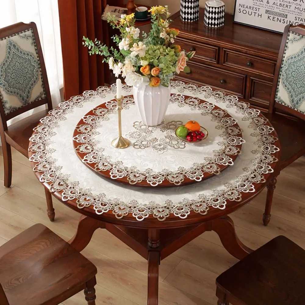 European Modern Fabric Lace Trim Hotel Restaurant Banquet Party Big Tablecloth Bedroom Balcony Small Round Table Cloth Tapete C251122
