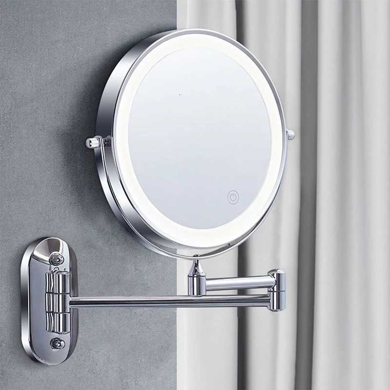 8 inch Makeup Mirror Chrome 3x/5x/7x/10x Magnifying Double Side USB Charging Bathroom 3 color light Smart Cosmetic Mirrors M251122
