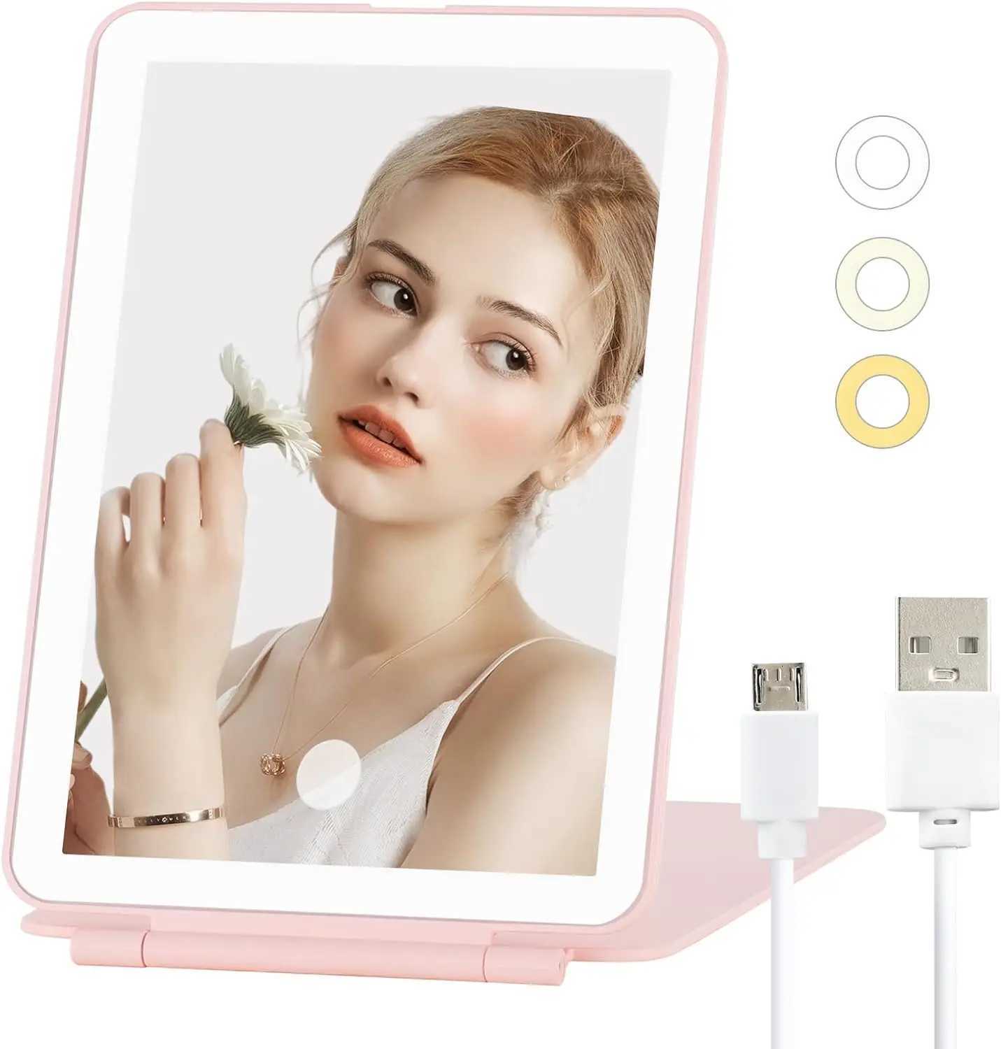 Vanity Lights USB Tricolor Light Foldable Makeup Mirror Bathroom Dressing Table Lighting Dimmable LED Vanity Light For Beauty M251122