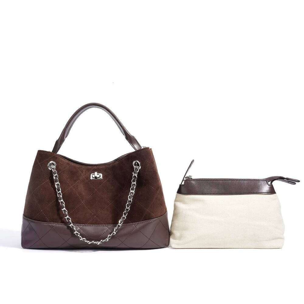 2025 New Retro Color Block Large Capacity Tote Bag Women Fashion Versatile Diamond Quilted Shoulder Chain Handbag for Commuting