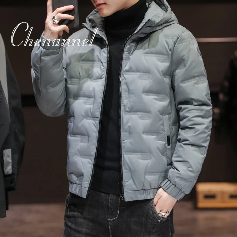 Fashion Men Hiking Down Cotton Jacket Hooded Parkas Zip Pocket Outerwear Casual Padded and Coat Autumn Winter 251110