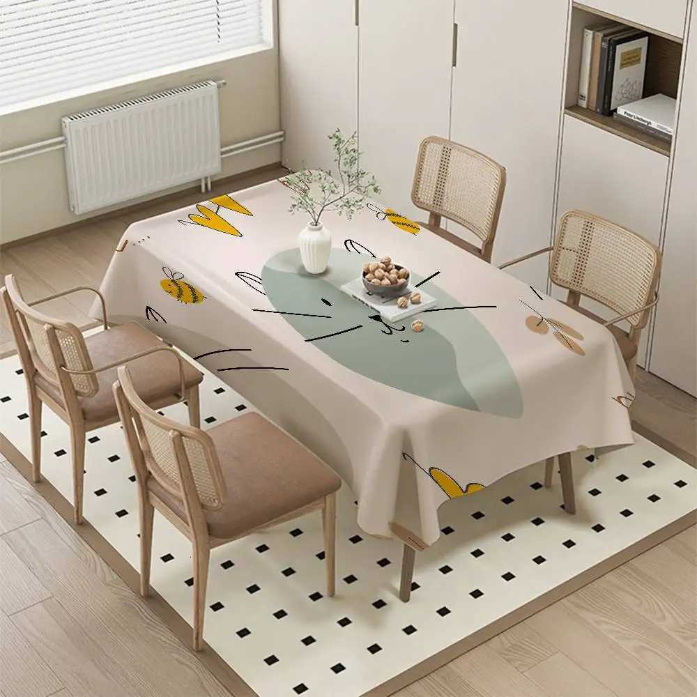 Cartoon Animal Print Rectangle Tablecloth - Sun-Resistant For Balconies Tea Time Casual Gatherings C251122