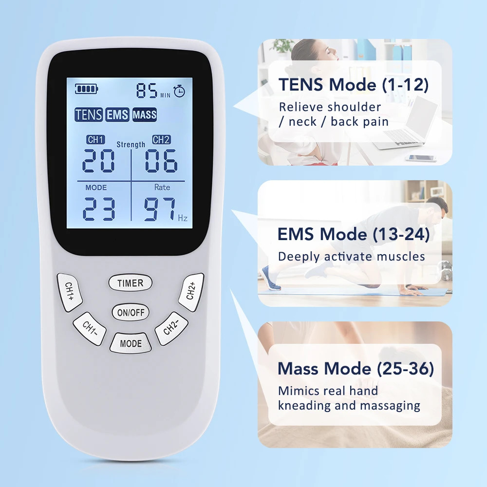 36 Modes Electric Muscle Stimulator Device EMS TENS Pulse Body Massage for Neck Back Body Digital Display Slimming Machine 250418