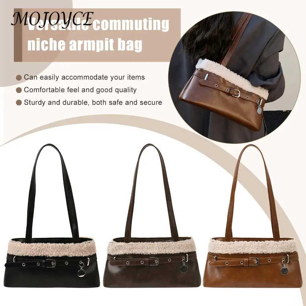Women PU Lambswool StiTChing Vintage Shoulder Bag W/Belt Small SaTChel Tote Bag Hobo Bag for Daily School Travel K251121