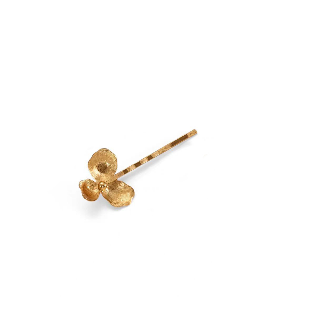 Elegant Gold Tone Flower Hair Clip Women's Fashion Accessory Pearl Accented Hair Barrette for Stylish Updos and Casual Hairstyles