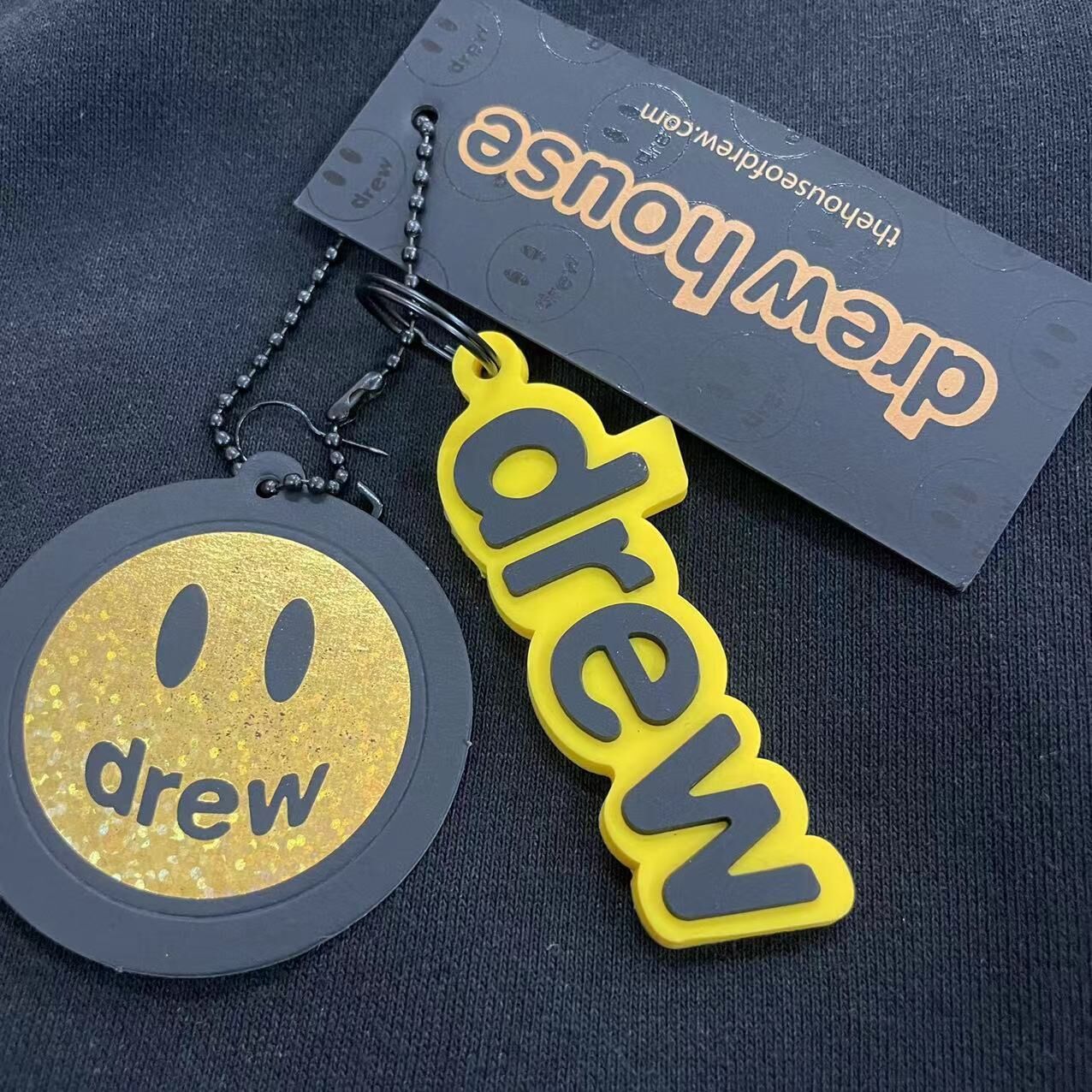Drew House Drew Smiley High Street Small Letter Embroidered Loose Unisex Hooded Sweatshirt Jacket Fleece Lined Hoodie Trend