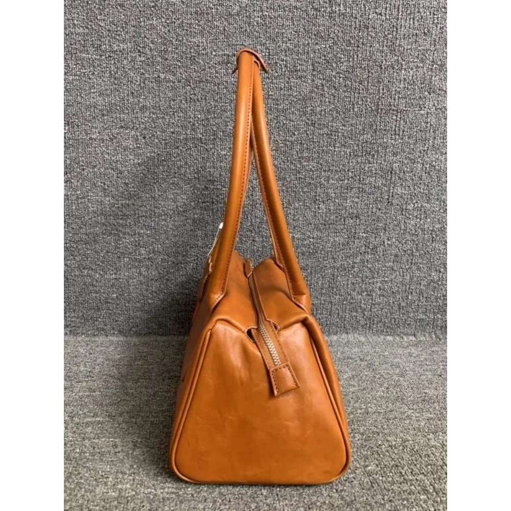 Genuine Leather Handbag Women Designer Single Shoulder Bag Zipper Solid Color Office Ladies Elegant Vintage Cowskin Armpit Bags Bag