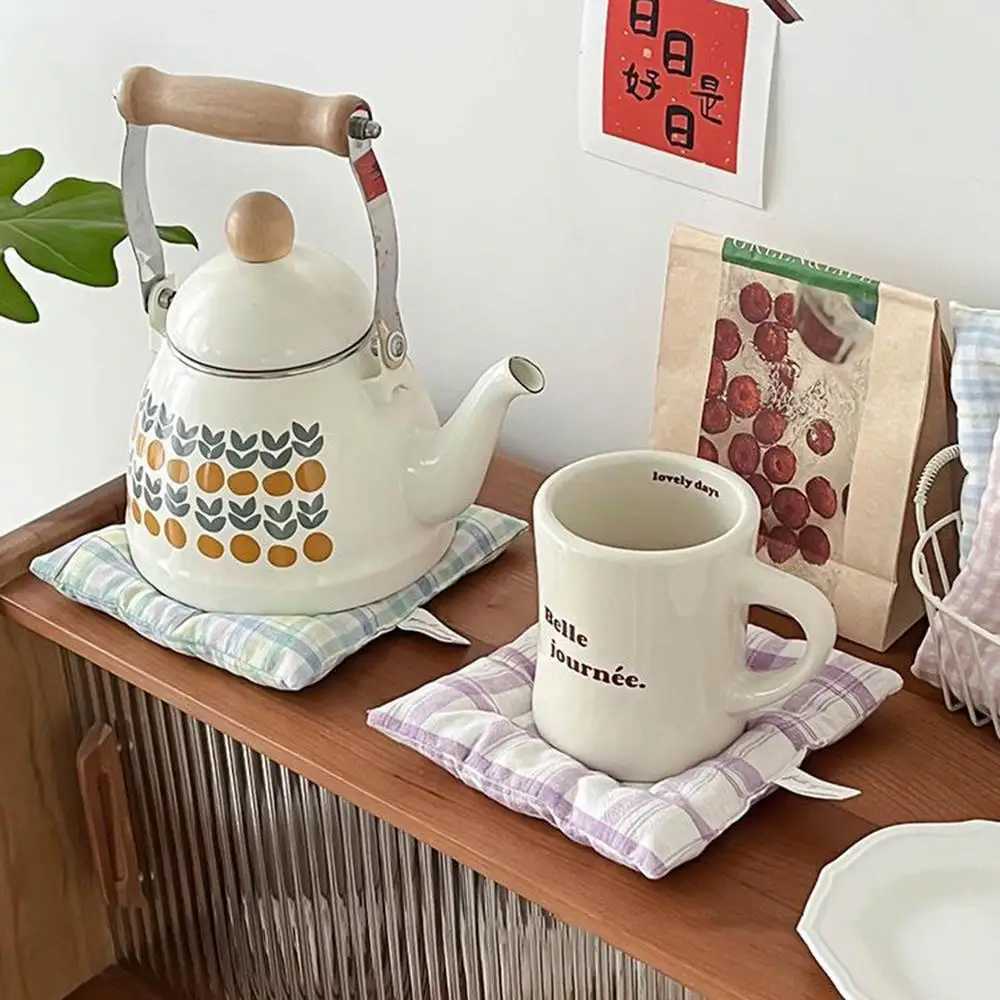 Insulation Pad Table Mat Striped Dot Placemats Checked Pattern Decor Korean Style Item Useful Home Decor Cotton Cup Mat Coaster C251122