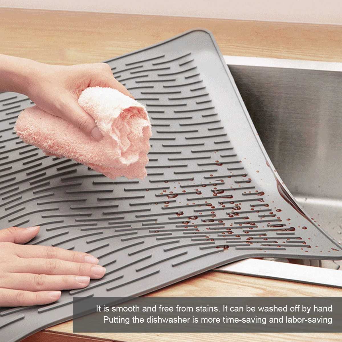 Silicone Drying Mat Square Dish Drying Mat Heat Resistant Draining Tableware Non-Slip Sink Pad for Dishes Kitchen Accessories C251122