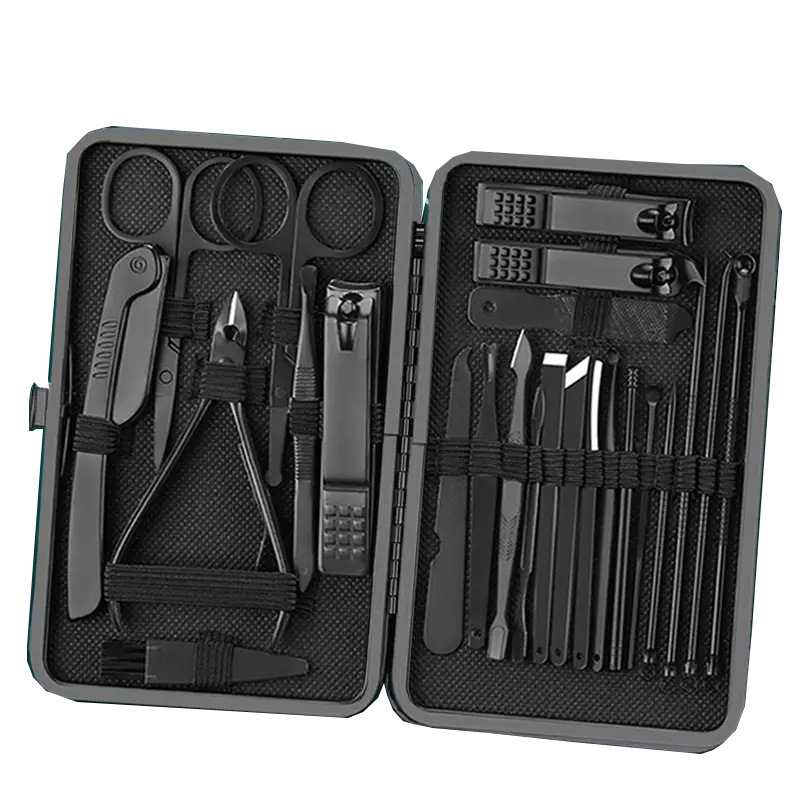 24Pcs/set Manicure Pedicure Set Nail Clipper Eyebrow Tweezer Scissor StainlessSteel Cutter Trimmer Cuticle Pusher Dead Skin Nipper Remover Nails Tool
