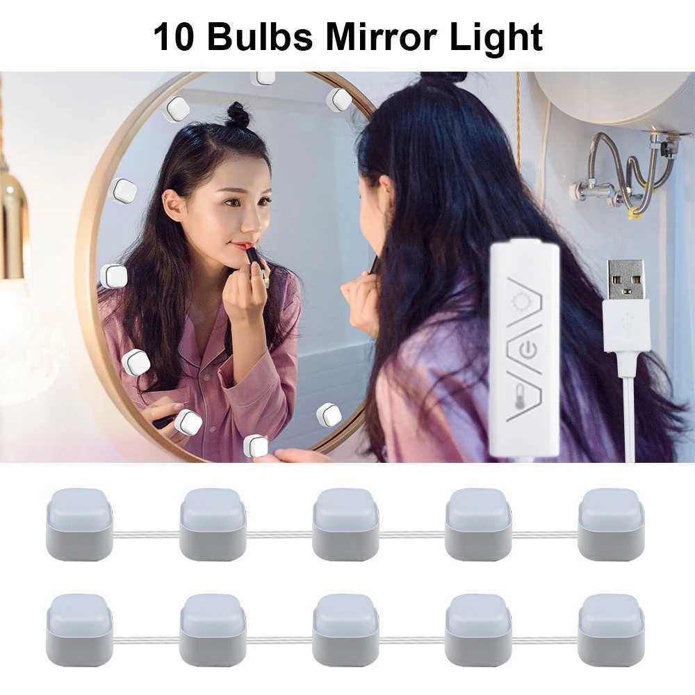 Wiscolor 10 Bulbs Mirror Light LED Vanity Light USB Bathroom Dressing Table Lighting Dimmable For Makeup Mirror LED Light M251122
