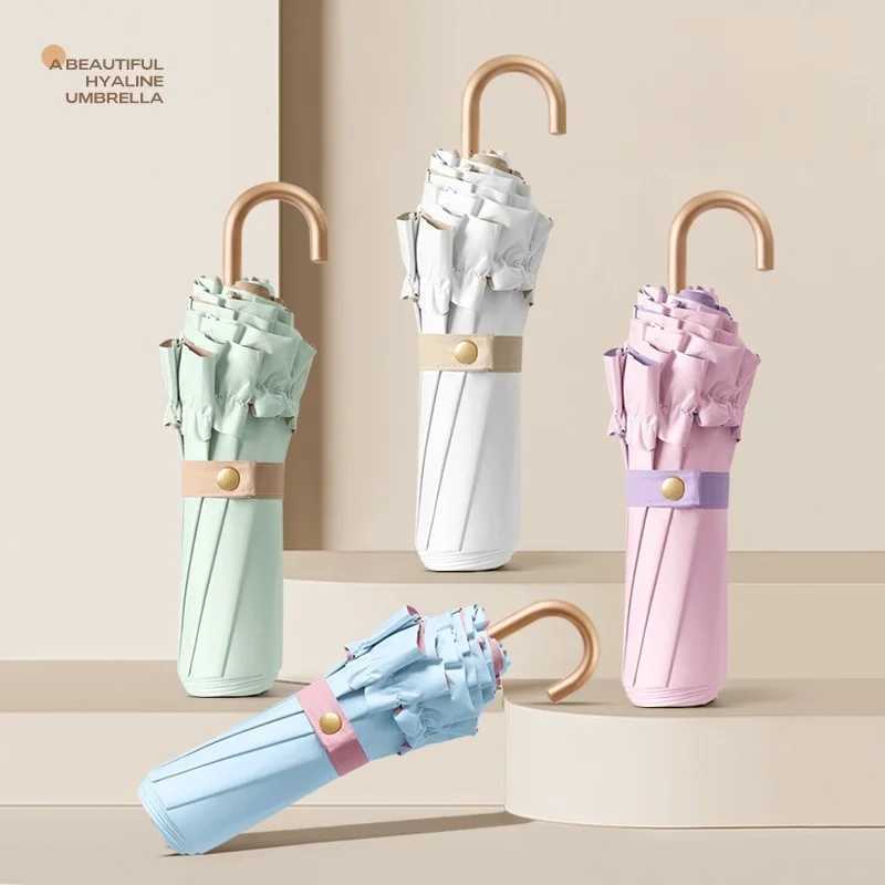 High-value lace sun protection portable sun umbrella small UV proof sunshade dual-purpose folding umbrella pure colorM251122