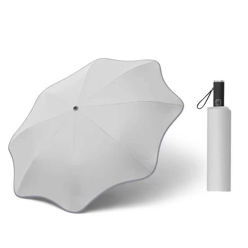 Automatic Folding Sun Umbrella Fashion White Black Business Man Woman Rainproof Strong Windproof Anti UV Parasol Portable GiftM251122