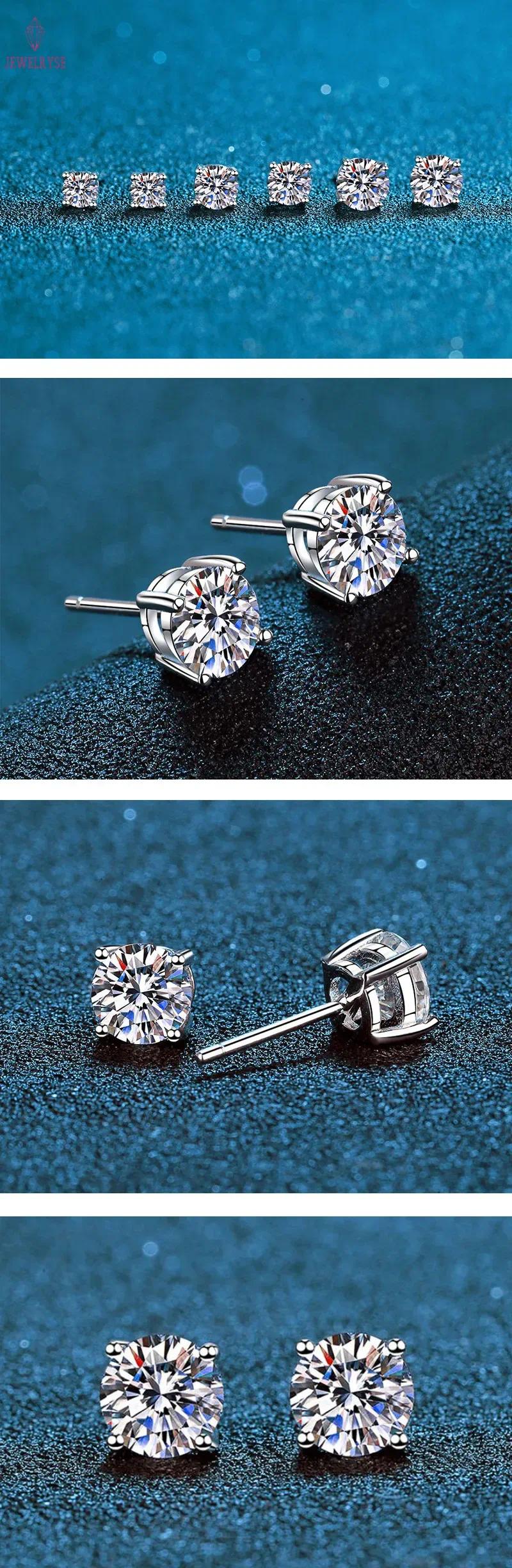 GRA 100% Real Sterling Silver With Certificates Moissanite 6 prong Diamond Earrings D Color Stud For Women Top Quality Wedding Jewelry