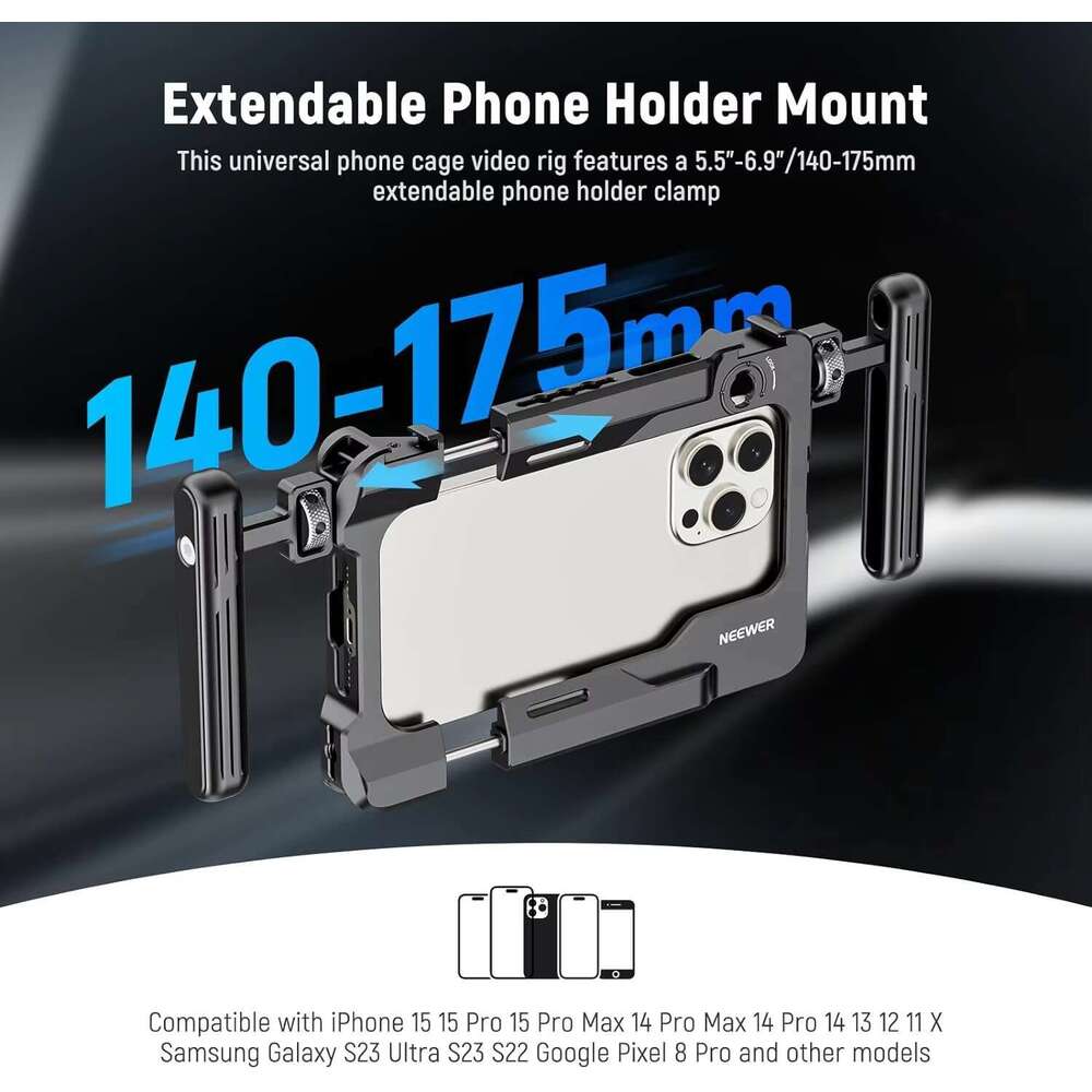 NEEWER Universal Smartphone Rig With Handles Cage Stabilizer Video Recording for Phone