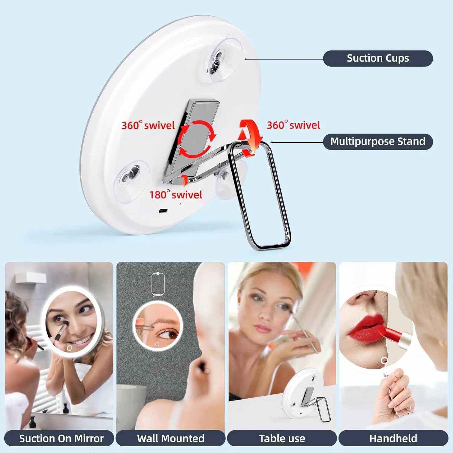 Makeup LED Mirror Lights Tri-colour Dimmable Magnifying For Dresser Bedroom Dormitory Desktop Makeup Refill Mirror Lighting M251122