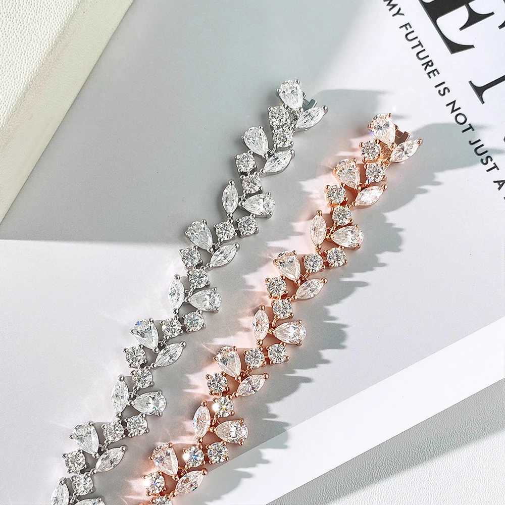 Serenity Pear/Marquise All Moissanite Tennis Bracelet for Women Gift Solid s925 Silver Sparkling Lab Diamond Hand Chain Jewelry J251122