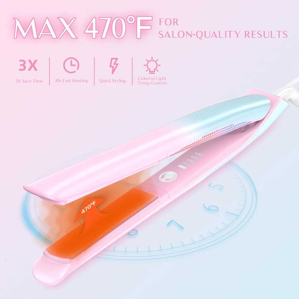 2 In 1 Hair Straightener and Curler 470F Professional Hair Flat Iron Colorful Light Dual VoltageT251122