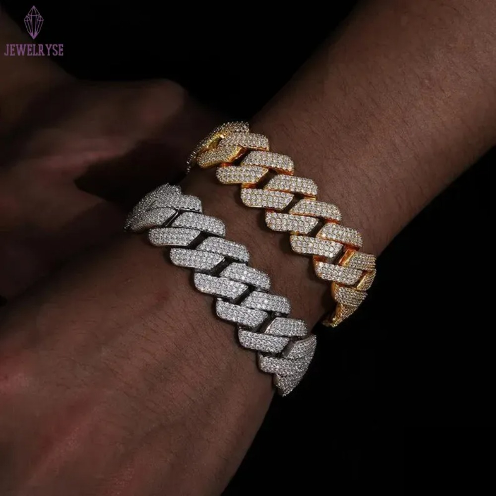 Men's Iced Out Cuban Link Chain with VVS Moissanite Custom Designer Bracelet Jewelry