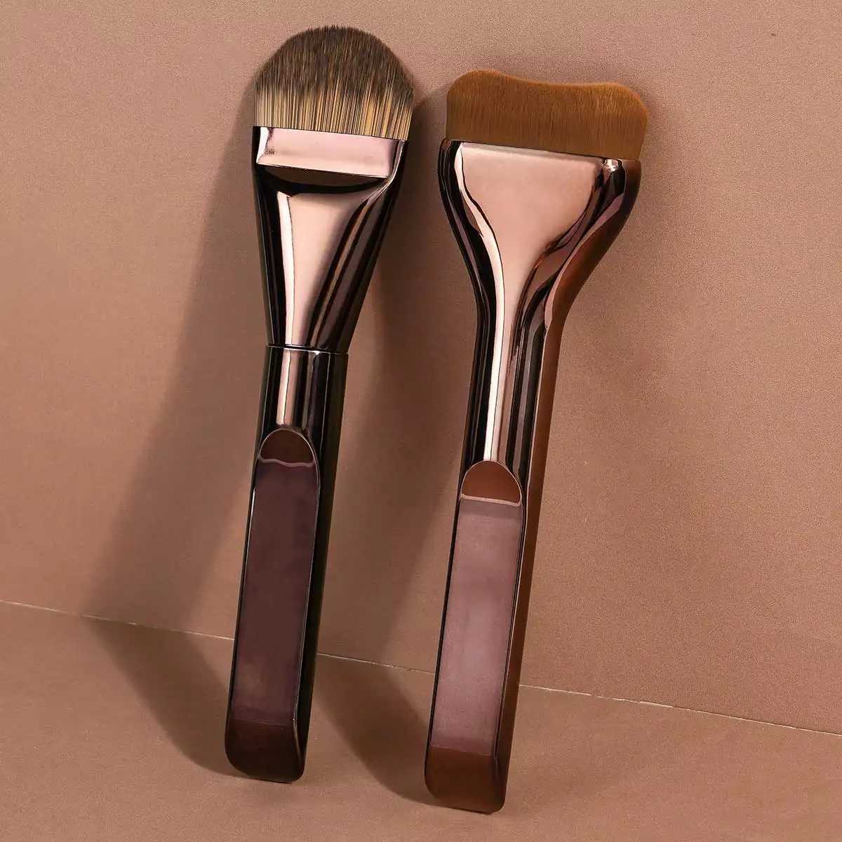 2pcs Skin Friendly Comfortable Synthetic Hairs Makeup Brush Ultra-Soft Durable Foundation Brush Concealer Brush Contour Brush No C251122