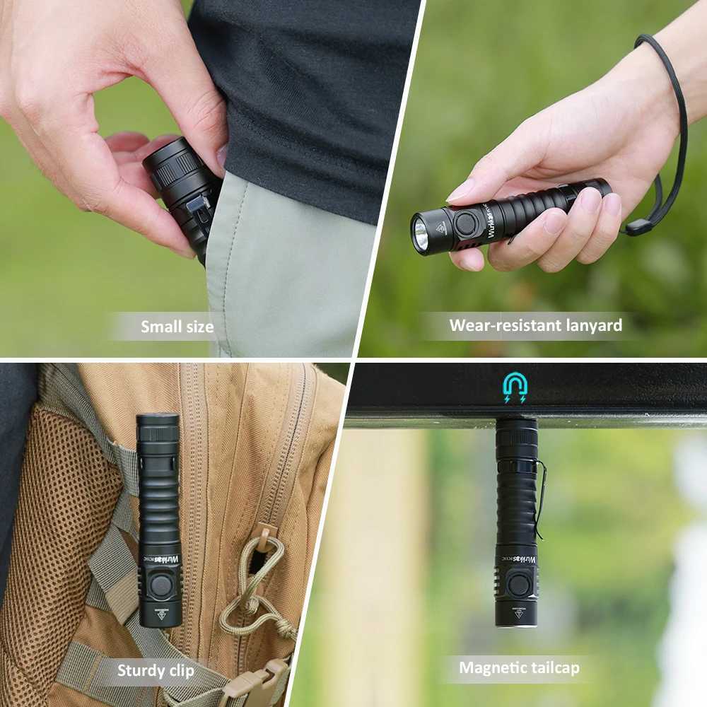 Wurkkos FC11C 519A USB-C Rechargeable EDC 18650 Flashlight Max Output 1200 LM IP68 Waterproof Magnetic Tail Hiking Travel Torch C251122