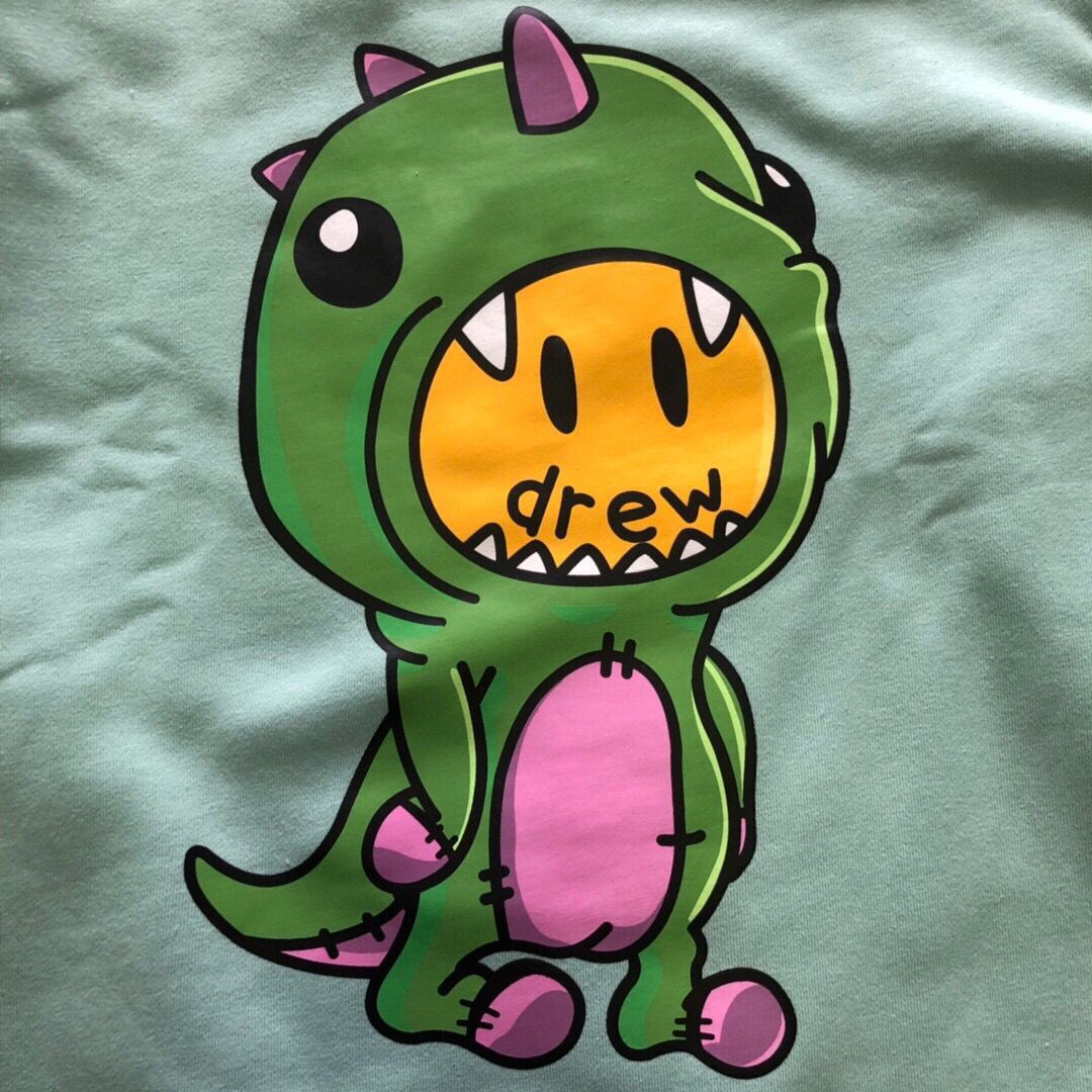 Drew House DREW Smiling Dinosaur Internet Celebrity Men's and Women's Couple High Street Round Neck Pullover Long Sleeve Hoodie Trend