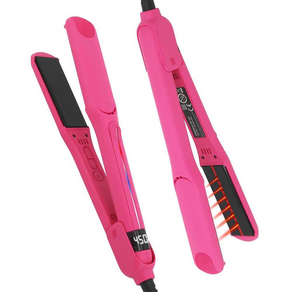 Infrared Hair Straightener Professional 450F Ceramic Coated Floating Plate Flat Iron 2 In 1 Straight and Curl Hair Styling ToolT251122