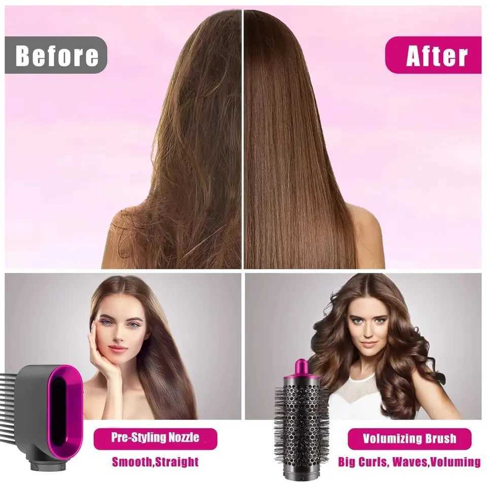 Hot Air Brush 5 in 1 Hair Dryer Set Straightener Curler Styler Comb Travel-Friendly Ionic Blow Dryer Brush hair straightenerT251122