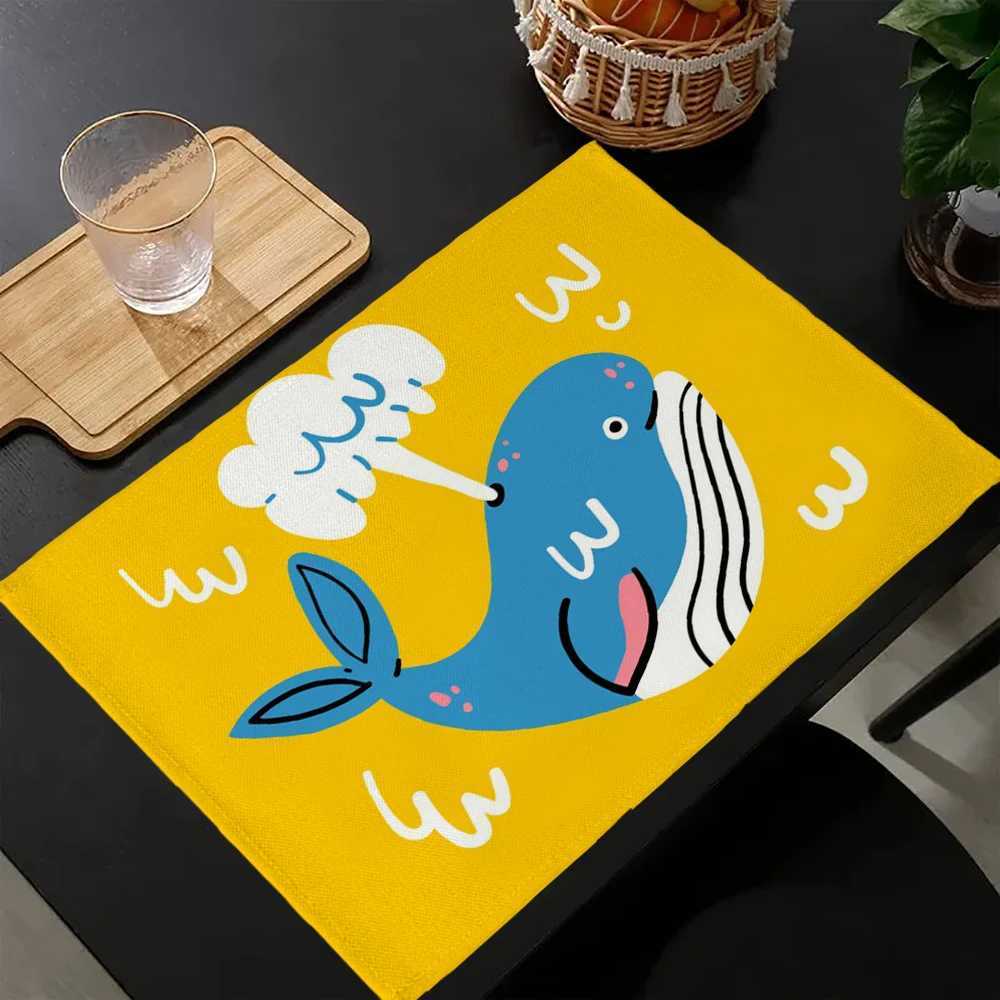 Cute Animal Cartoon Printing Linen Insulation Western Food Mat Tableware Mat Holiday Table Decoration Coaster C251122